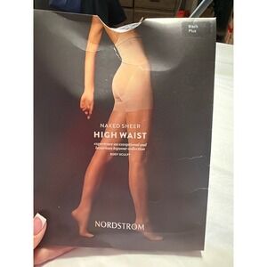 Nordstrom Naked Sheer High Waist Body Sculpt Tights Black Plus Size Hosiery
